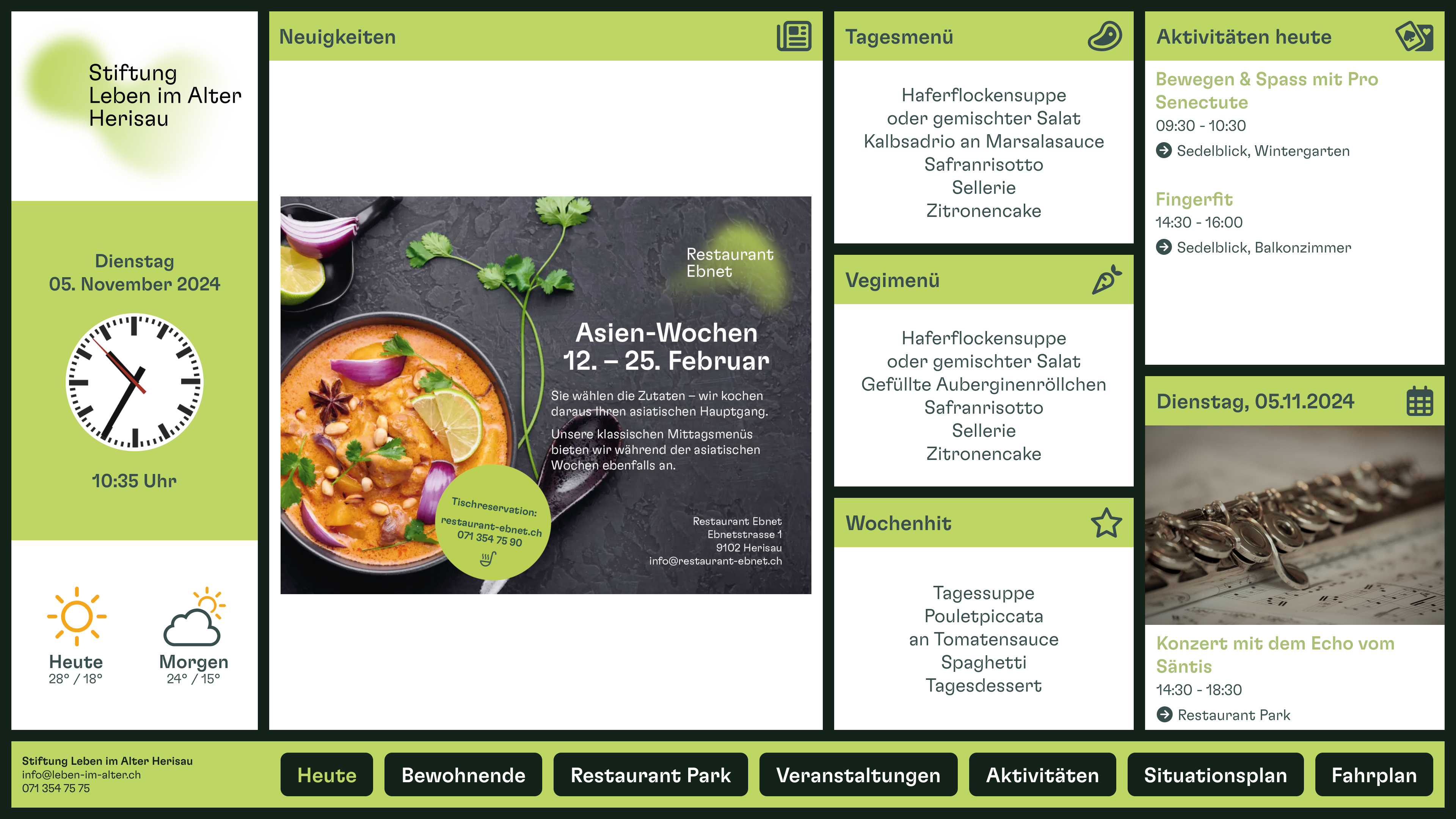 Infodisplay für Heime & Institutionen