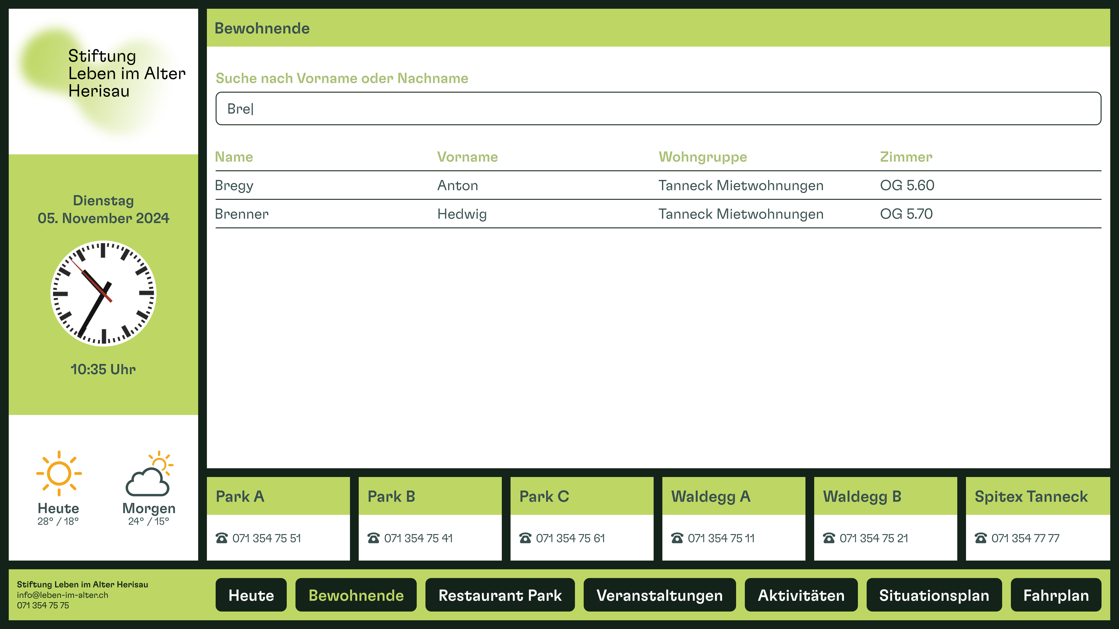 Infodisplay für Heime & Institutionen